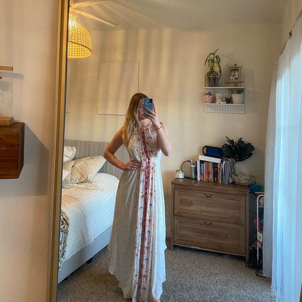 Floral free people maxi dress open back